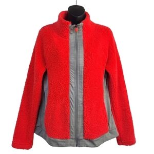 Fila Sport Women’s Red And Gray Sherpa Fleece Plush Jacket Size M